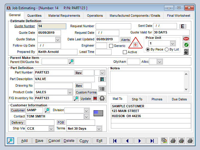 screenshot of Visual EstiTrack